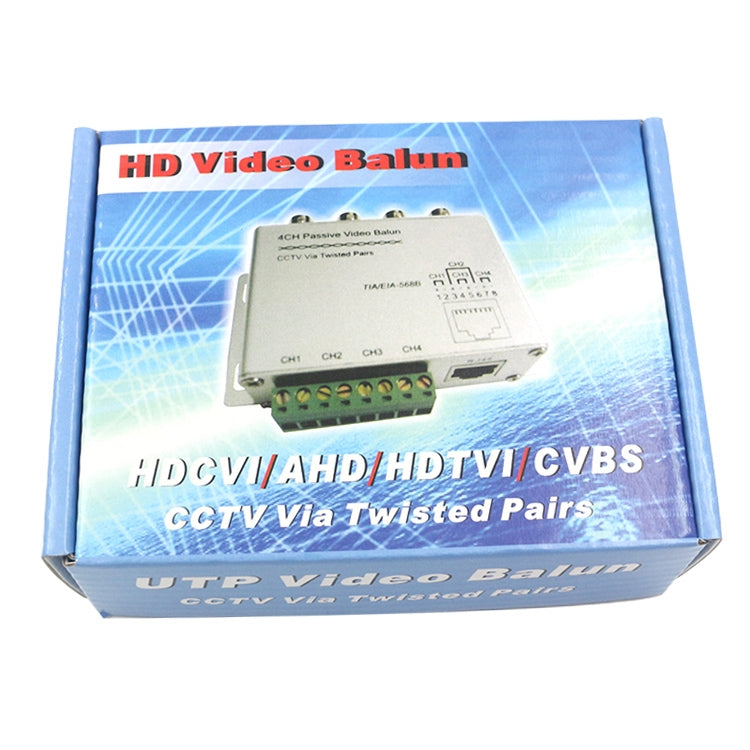 UTP 4 Channel Passive Video Balun Transceiver(Silver)