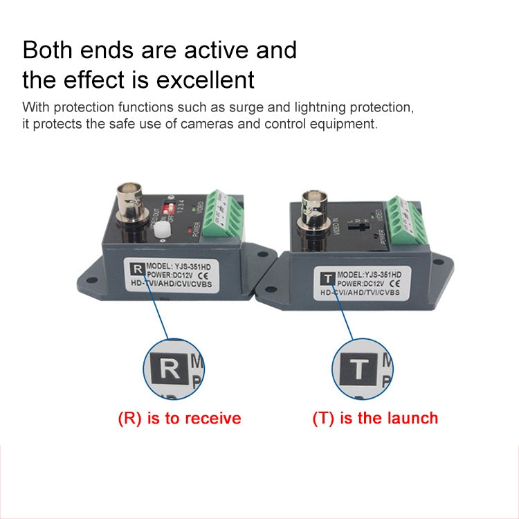 Active CCTV UTP Twisted Pair Video Balun Transmitter and Receiver