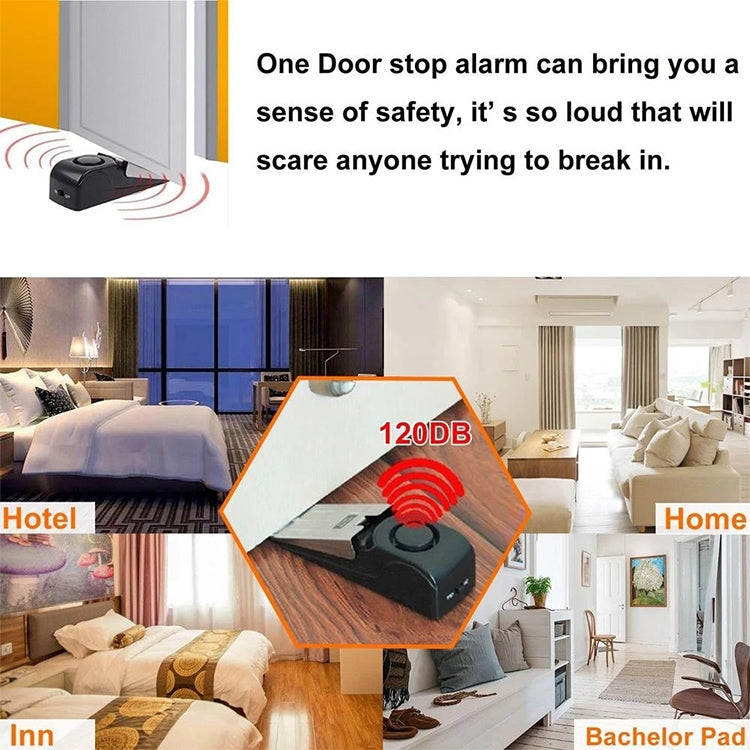 HH-MD001 Door Stop Wedge Alarm for Home and Travel(Black)