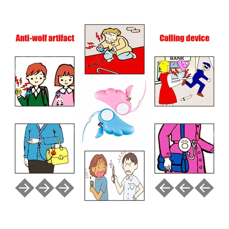 Angel Wing Anti-rape Device Personal Alarm, Self-defense Defend Wolf, Mini Alarm with 90dB Alarm Sound for Girl and Kids (Blue)