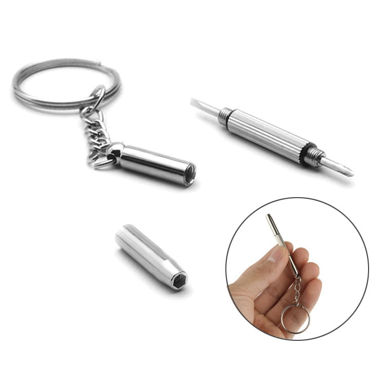 3 in 1 Professional Screwdriver (Cross 1.5, Straight 1.5,Star Nut M2.5) Repair Tool with Keychain for Smart Phone, Watches,Glasses(Silver)