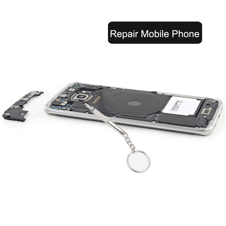 3 in 1 Professional Screwdriver (Cross 1.5, Straight 1.5,Star Nut M2.5) Repair Tool with Keychain for Smart Phone, Watches,Glasses(Silver)