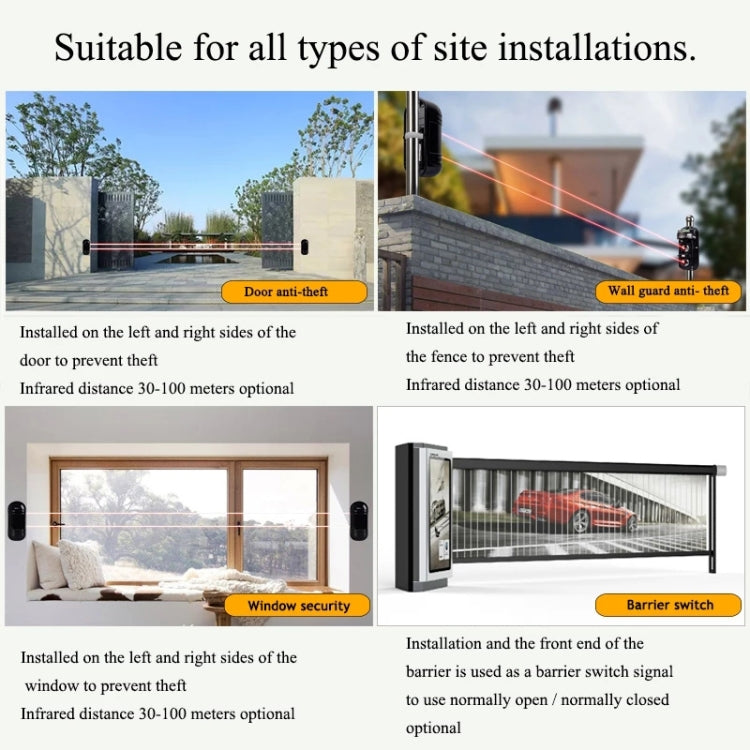 100m Alarm Dual Beam Photoelectric Infrared Detector ABT-100(Black)