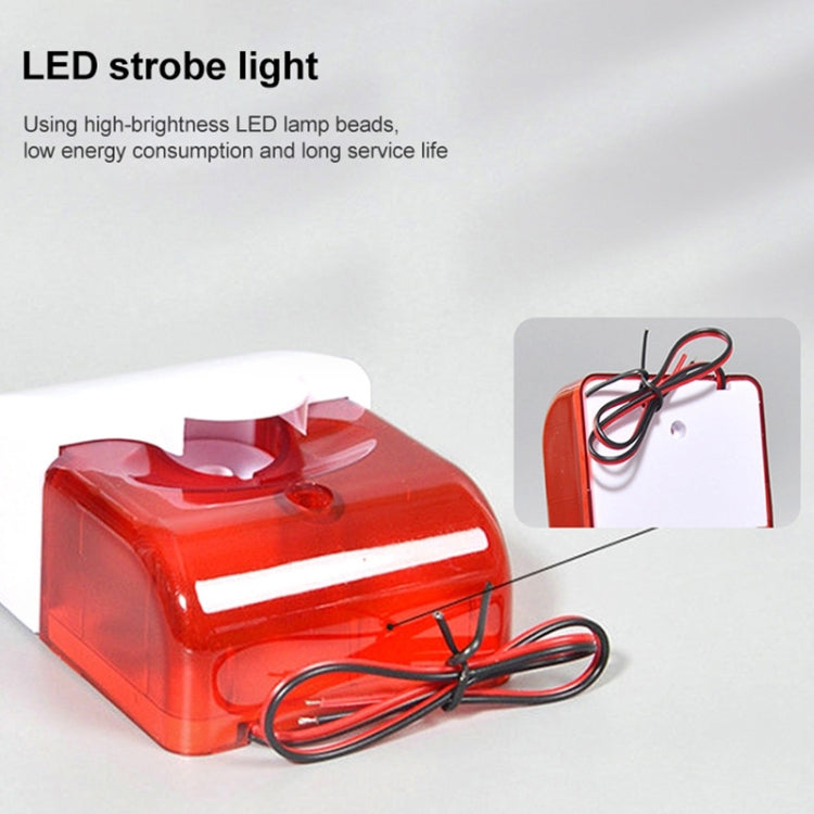 Mini Wired Red Strobe Siren for Burglar Security Alarm(White)