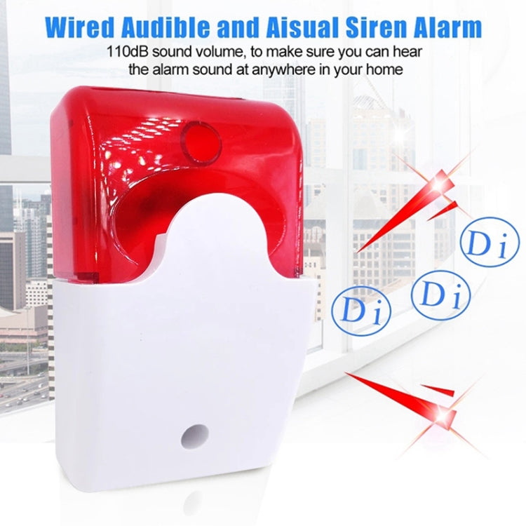 Mini Wired Red Strobe Siren for Burglar Security Alarm(White)