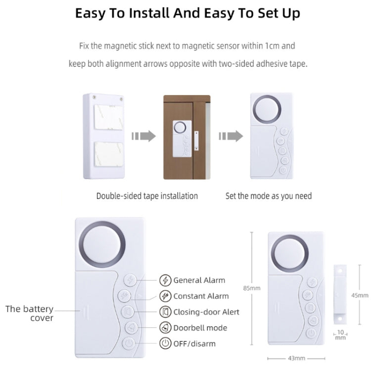4 in 1 Door Magnet Refrigerator Delayed Door Closing Bell Anti-theft Alarm (3V)