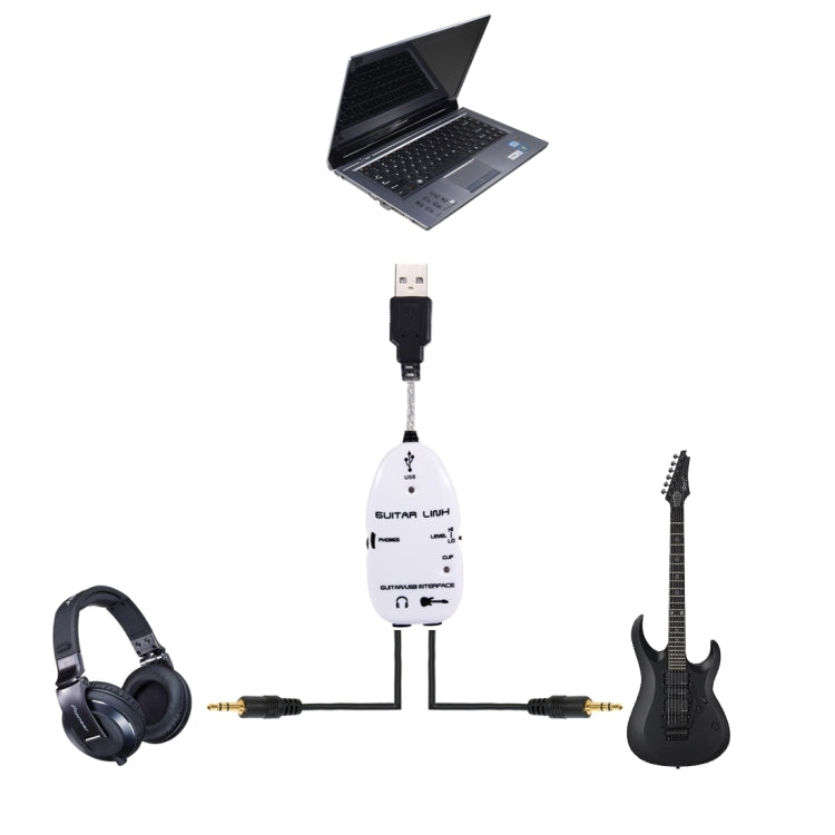 USB Interface Guitar Link Cable PC / MAC Recording(White)
