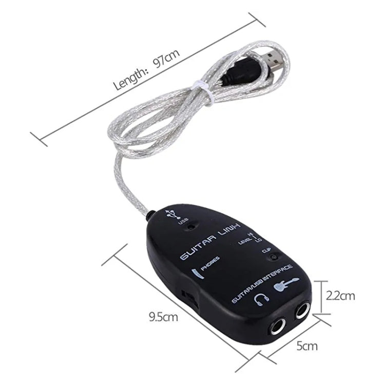 USB Interface Guitar Link Cable PC / MAC Recording(Black)