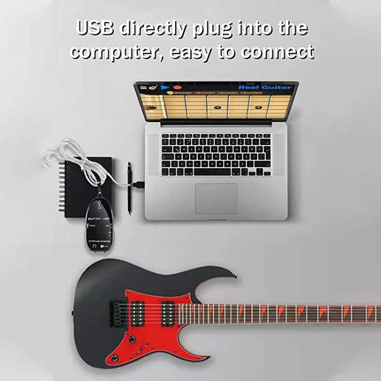 USB Interface Guitar Link Cable PC / MAC Recording(Black)