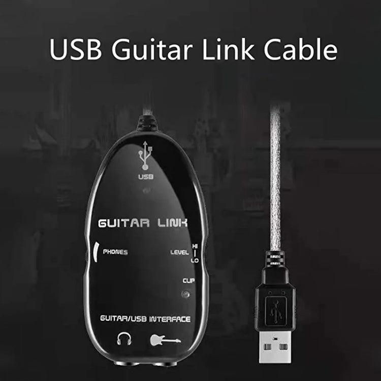 USB Interface Guitar Link Cable PC / MAC Recording(Black)