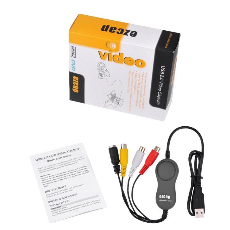 Ezcap USB 2.0 Video Capture, Support MPEG 2 Recording Format, TV System: PAL / NTSC(Grey)