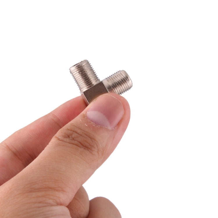 3 Ways F Female Plug to Double F Female Plug T Adapter