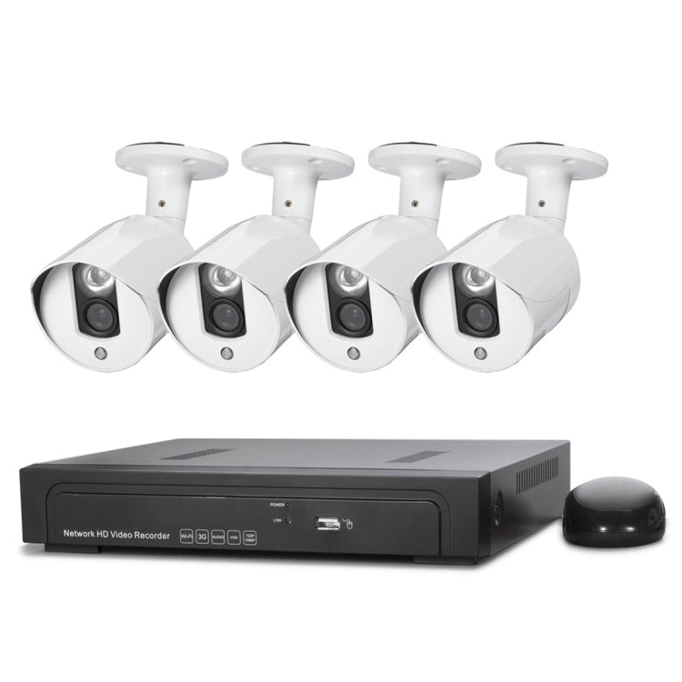 N4B3Poe 4Ch 720P P2P ONVIF 1.0 Mega Pixel IP Camera NVR Kit, Support Night Vision / Motion Detection, IR Distance: 20m