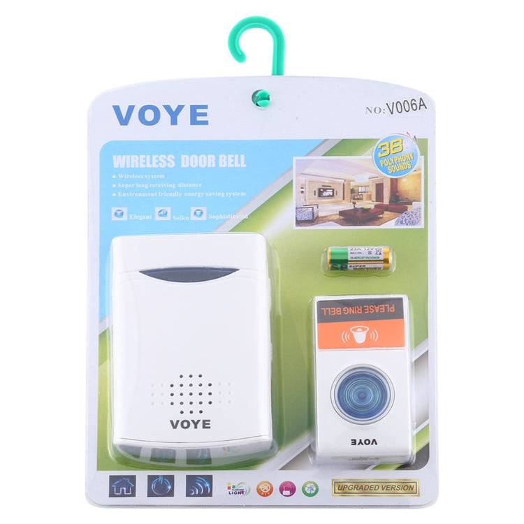 VOYE V006A Home Music Remote Control Wireless Doorbell with 38 Polyphony Sounds(White)