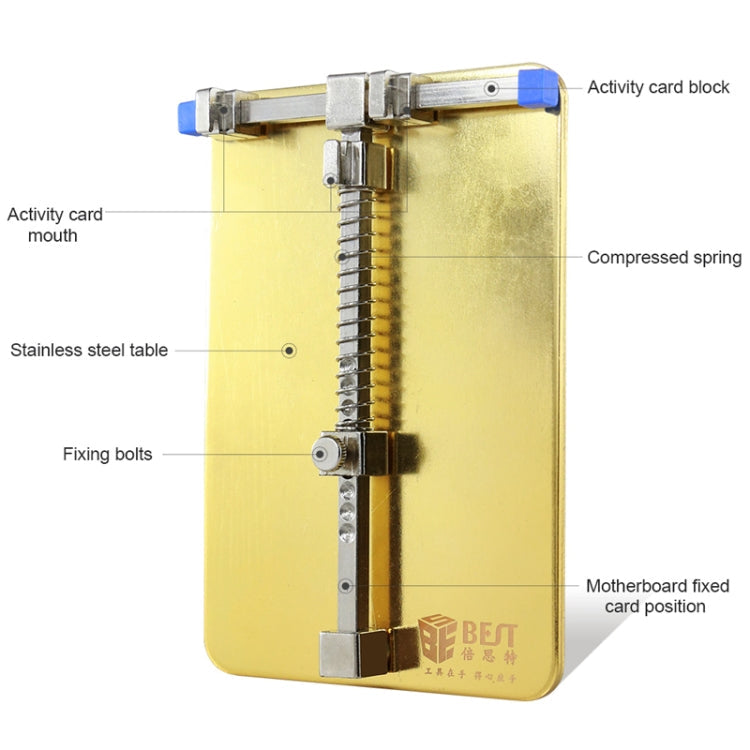 BST- 001C Stainless Steel Circuit Board soldering desoldering PCB Repair Holder Fixtures Cell Phone Repair Tool(Gold)