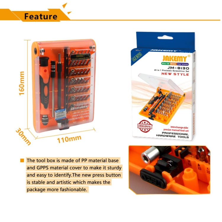 JAKEMY JM-8130 45 in 1 Interchangeable Magnetic Precision Screwdriver Set