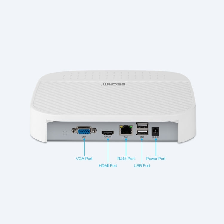 ESCAM PVR204 1080P 4CH+2CH ONVIF NVR Digital Video Recorder with 2CH Cloud Channel for IP Camera System (White)