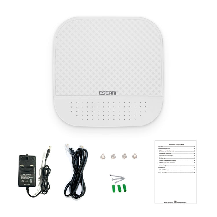 ESCAM PVR204 1080P 4CH+2CH ONVIF NVR Digital Video Recorder with 2CH Cloud Channel for IP Camera System (White)