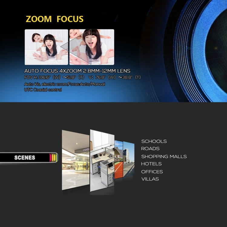 TV-655H5/A AF Auto Focus 4X Zoom 5.0MP AHD/TVI/CVI/CVBS Analog Indoor Outdoor Security IP66 Waterproof Surveillance IR Camera, 42 LED 20m IR Distance(White)