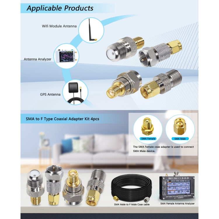 4 in 1 F To SMA RF Coaxial Connector Adapter