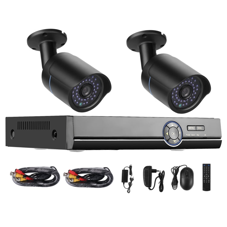 A2B5 720P 1.0 Mega Pixel 2 x Bullet AHD Cameras AHD DVR Kit, Support Night Vision / Motion Detection, IR Distance: 20m(Black)