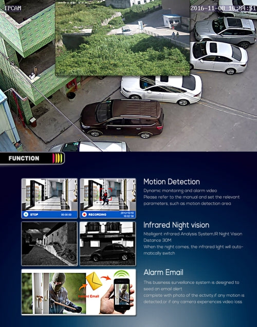 A2B5 720P 1.0 Mega Pixel 2 x Bullet AHD Cameras AHD DVR Kit, Support Night Vision / Motion Detection, IR Distance: 20m(Black)