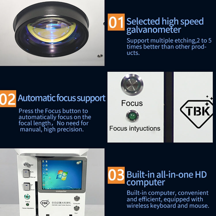 TBK-958A 220V Automatic Laser Cutting Machine Back Glass Remover Laser Separating Engraving Marking Machine