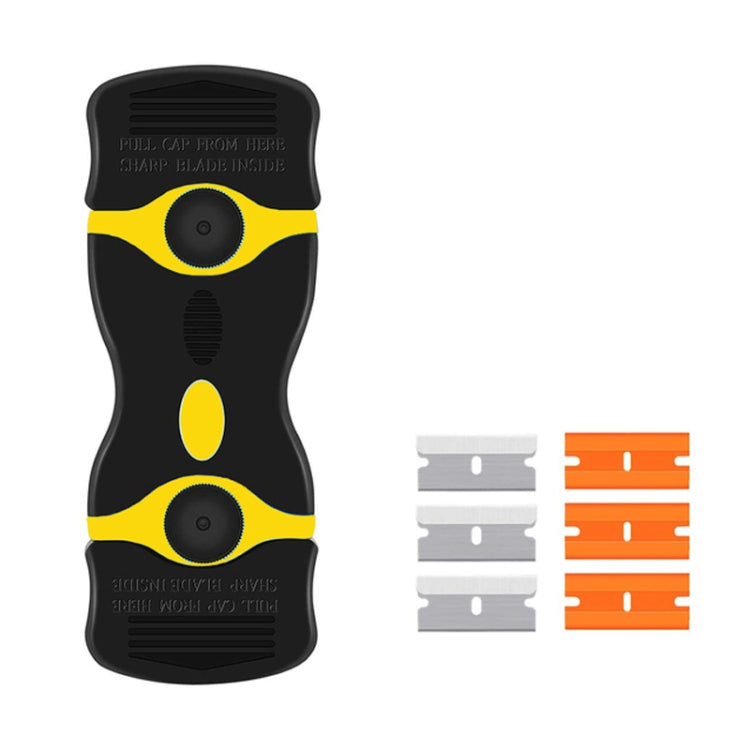 Double Headed Scraper Blade Glue Squeegee Remover Cleaner Tool (Yellow)