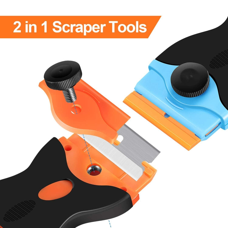 Double Headed Scraper Blade Glue Squeegee Remover Cleaner Tool (Orange)