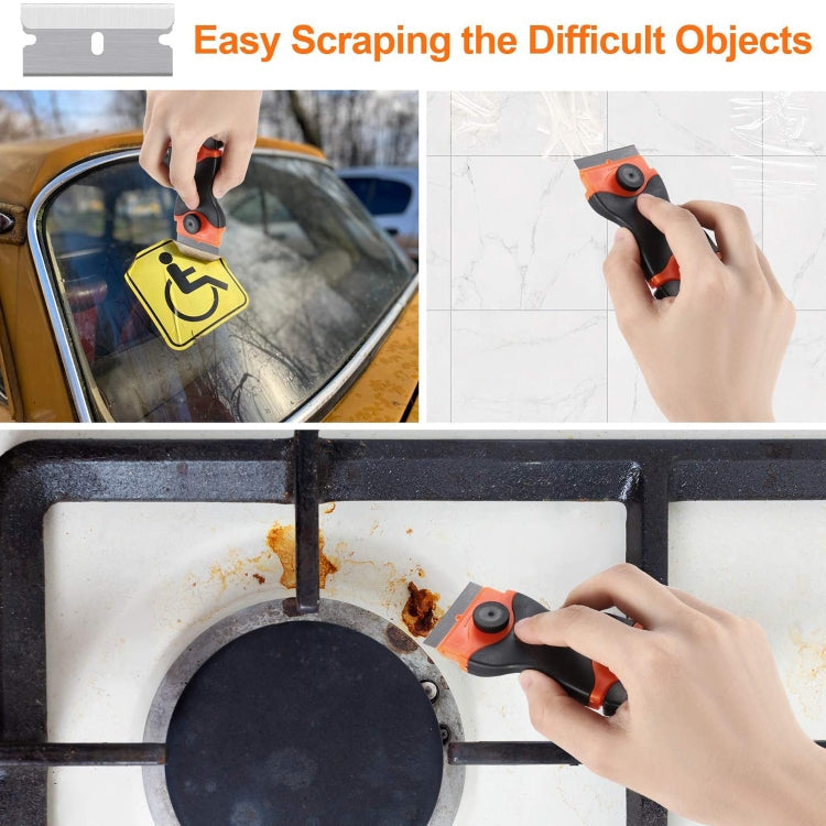 Double Headed Scraper Blade Glue Squeegee Remover Cleaner Tool (Orange)