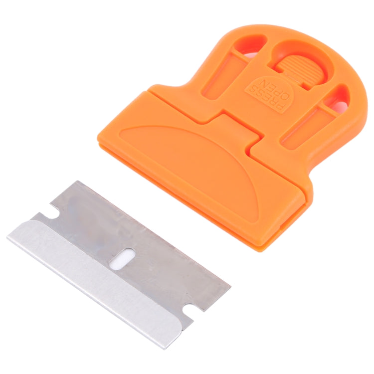 Glue Remover Squeegee Sticker Cleaner Plastic Handle Scraper(Orange)