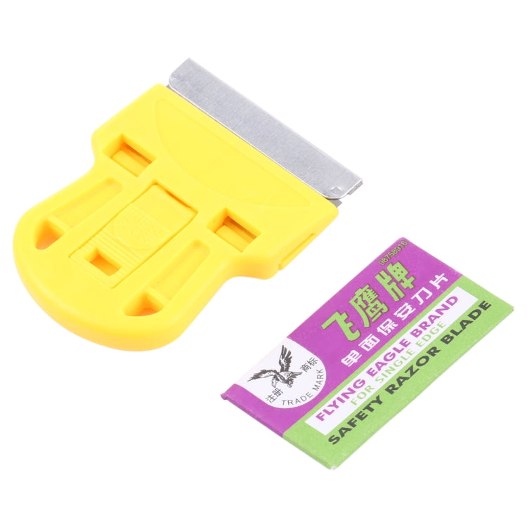 Glue Remover Squeegee Sticker Cleaner Plastic Handle Scraper(Yellow)