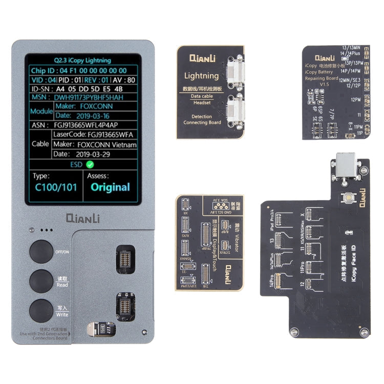 For iPhone 6 - 14 Pro Max 5 in 1 Qianli iCopy Plus 2.2 Repair Detection Programmer Set