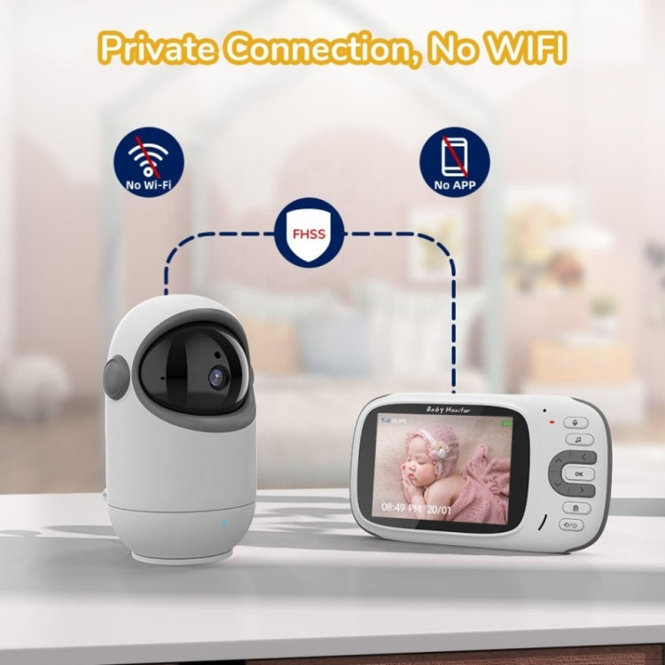 VB802 3.2 inch Baby Monitor Wireless Digital Video Rotating Camera(US Plug)