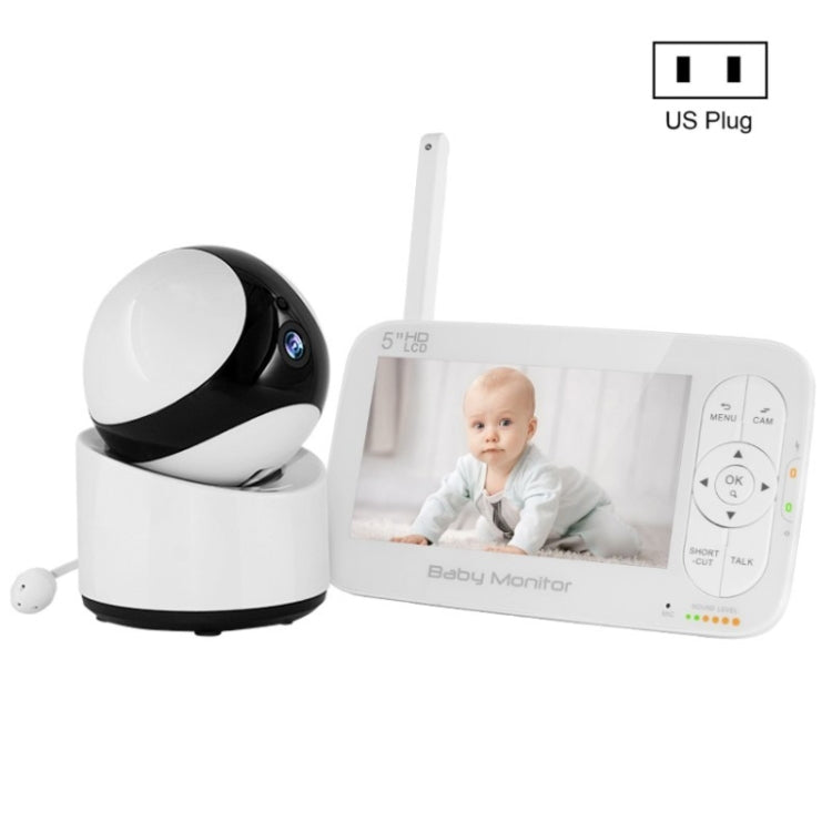 DY55A Built-in Lullabies Video Babyphone 5 inch Screen Digital Wireless Baby Monitor Camera(US Plug)