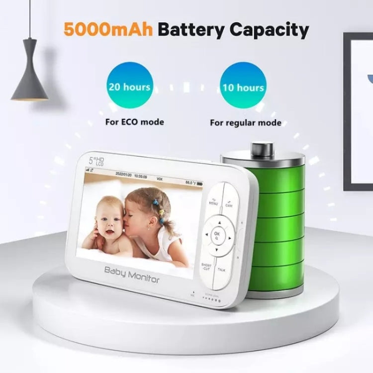 DY55A Built-in Lullabies Video Babyphone 5 inch Screen Digital Wireless Baby Monitor Camera(AU Plug)