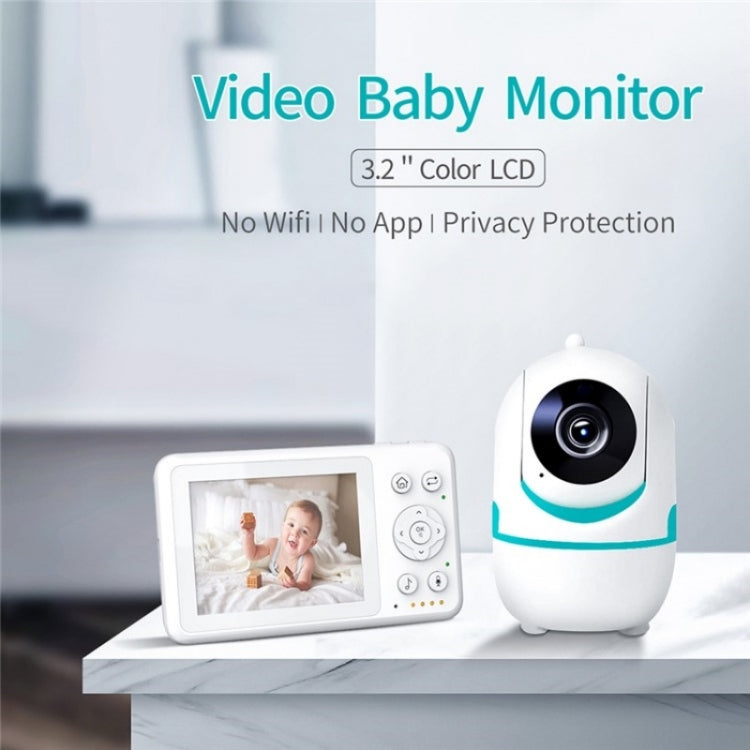 D031 2 Way Voice Built-in Lullabies Home Baby Security Camera 3.2-inch LCD Baby Monitor(UK Plug)