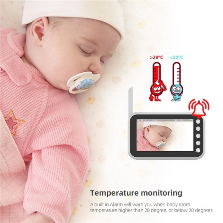 ABM200 Support Two-Way Voice Temperature Display 4.5-inch Video Baby Monitor Music Player(EU Plug)