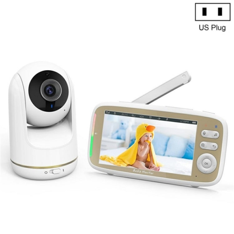 VB803 Built-in Lullabies PTZ Rotation HD Baby Security Camera 5-inch Baby Monitor(US Plug)