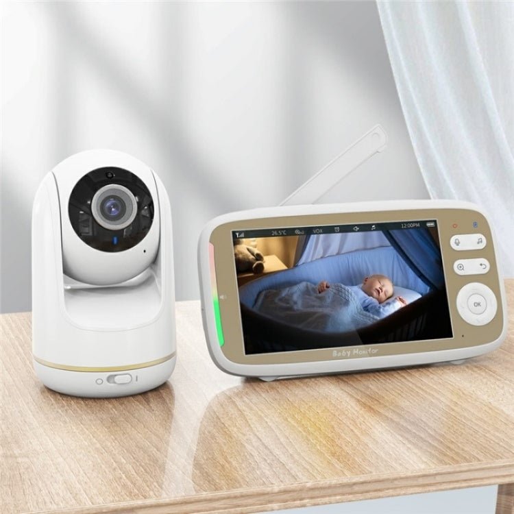 VB803 Built-in Lullabies PTZ Rotation HD Baby Security Camera 5-inch Baby Monitor(US Plug)