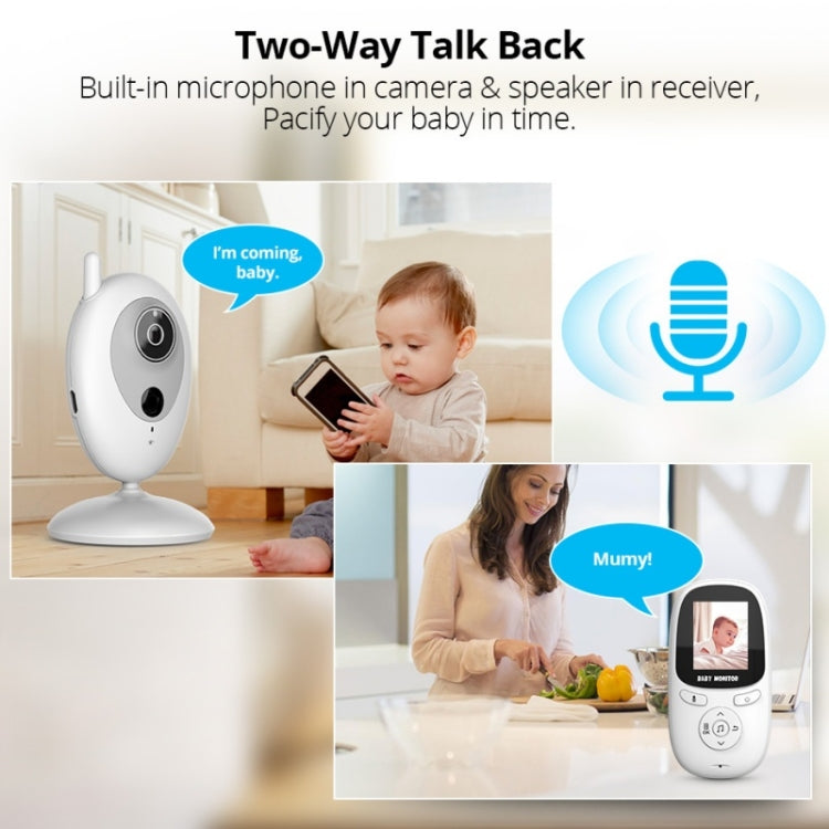 R306 Room Temperature Monitor Intercom Camera 2.0-inch Night Vision Wireless Baby Monitor(EU Plug)