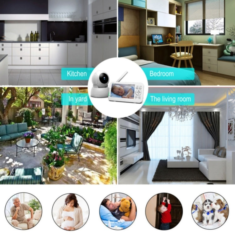 Infrared Night Vision Two-way Intercom Baby Monitor 5-inch Wireless Digital Monitor(US Plug)