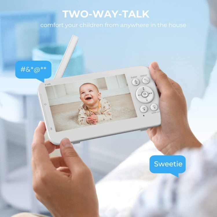 Infrared Night Vision Two-way Intercom Baby Monitor 5-inch Wireless Digital Monitor(AU Plug)