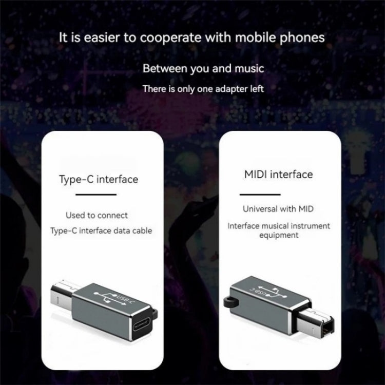 ADS-618 USB-C / Type-C Female to MIDI Male Electric Piano Printer Scanner Adapter(Grey)