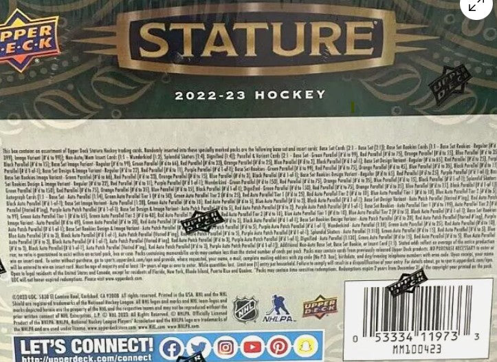 2022-23 Upper Deck Stature Hockey Hobby Box
