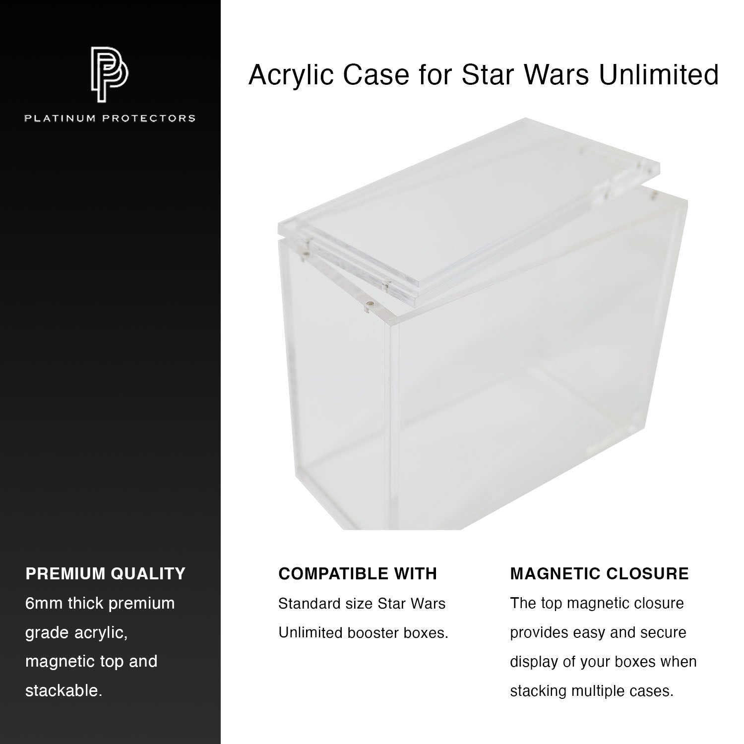 Premium Acrylic Case for Star Wars Unlimited Booster Box with Magnetic Top