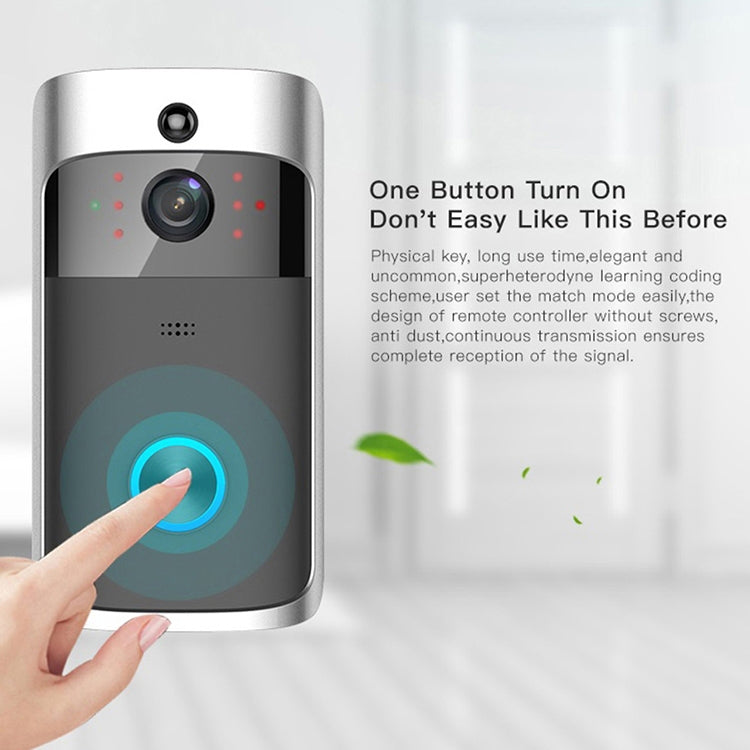 V5 Smart Phone Call Visual Recording Video Doorbell Night Vision Wireless WiFi Security Home Monitor Intercom Door Bell, Standard(Black)