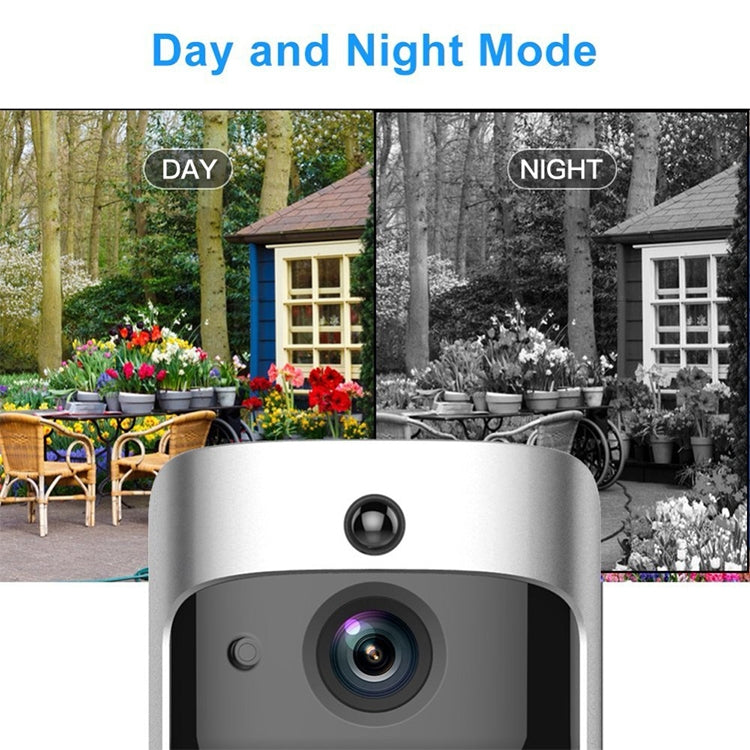 V5 Smart Phone Call Visual Recording Video Doorbell Night Vision Wireless WiFi Security Home Monitor Intercom Door Bell, Standard(Silver)