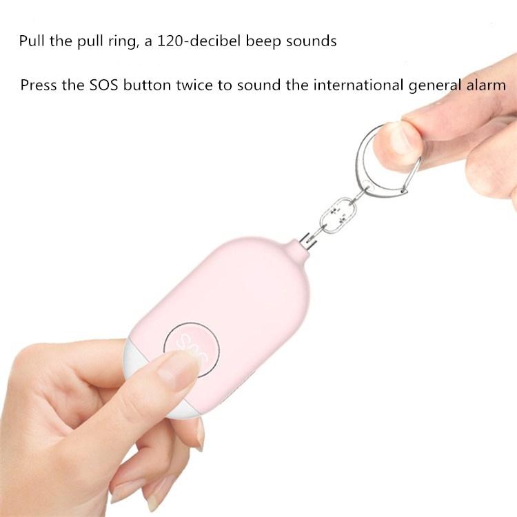 130dB IP44 Waterproof Rechargeable Anti-wolf Alarm Flashlight Intelligent Personal Alarm, English Packaging(White)