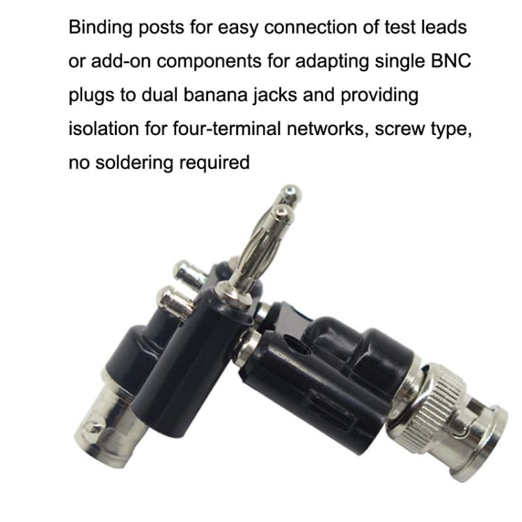 5pcs BNC Female To Dual Banana Plug Adapter Binding Male Connector(Black)